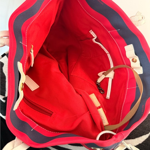 Dooney & Bourke Navy and Red Striped Tote - Picture 5 of 14